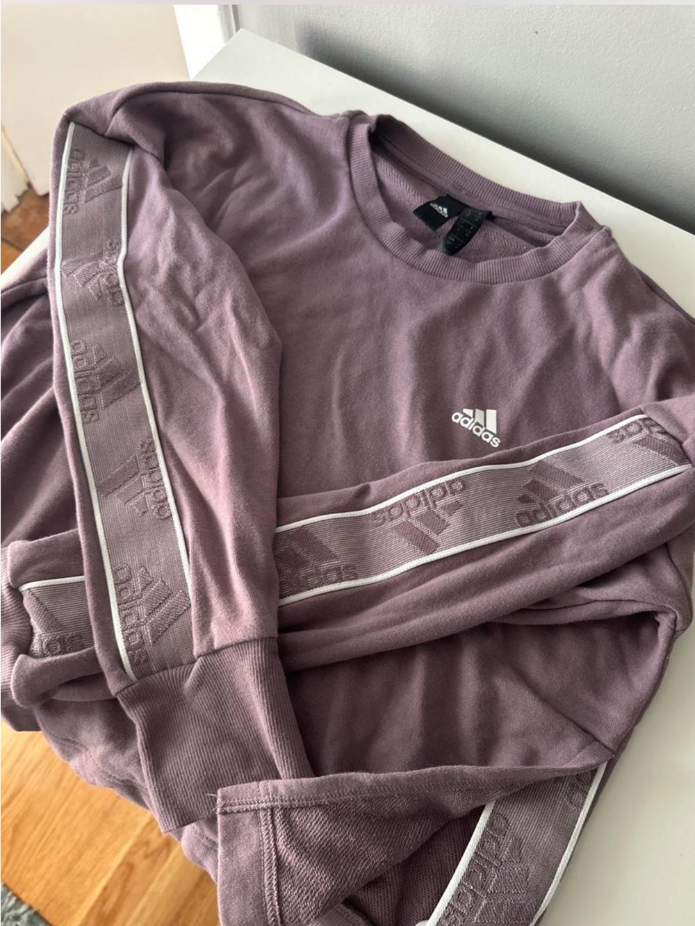 adidas Mauve/Purple Crewneck Sweatshirt with Logo Tape
